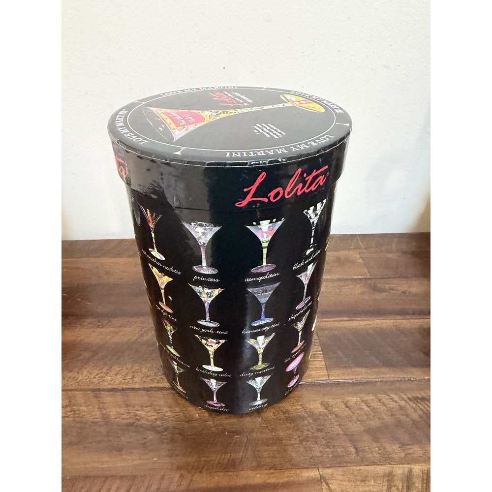 Lolita Birthday Girl Martini Glass Hand Painted W Recipe 7.5 Oz  In Orig Box - Picture 8 of 9